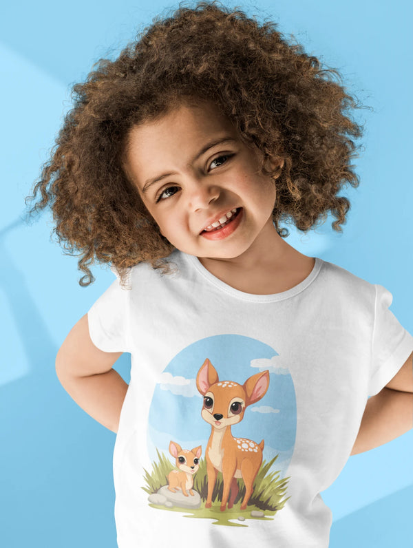 Deer in the Wild- Girl's Half Sleeve T-shirt