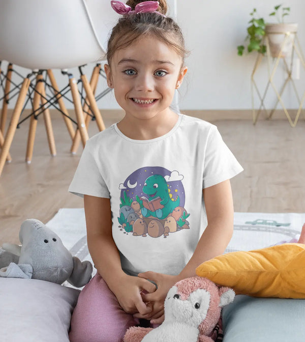 Dino-mite Reader - Girl's Half Sleeve T-shirt